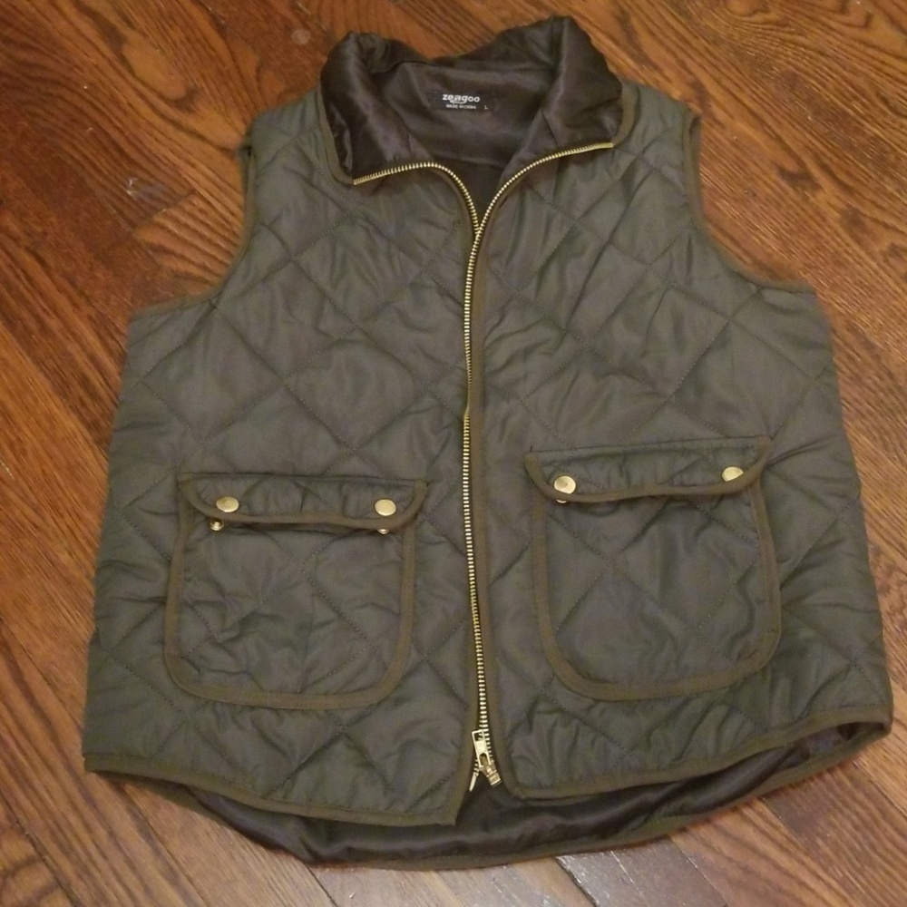 Olive quilted vest